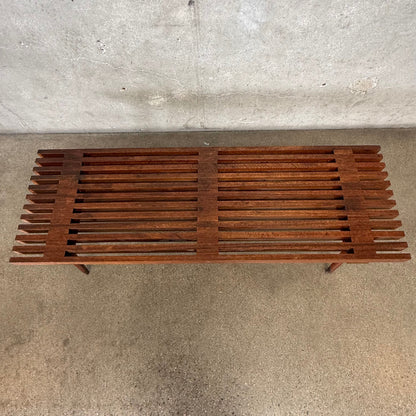 Walnut 50s Slat Bench