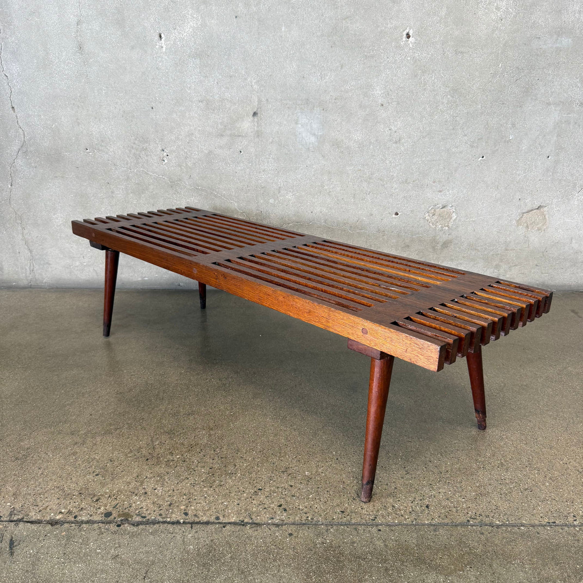 Walnut 50s Slat Bench