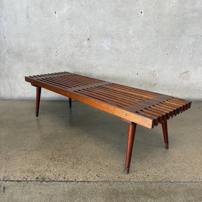 Walnut 50s Slat Bench