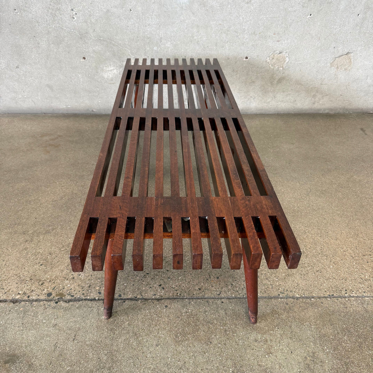 Walnut 50s Slat Bench