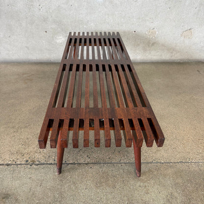 Walnut 50s Slat Bench