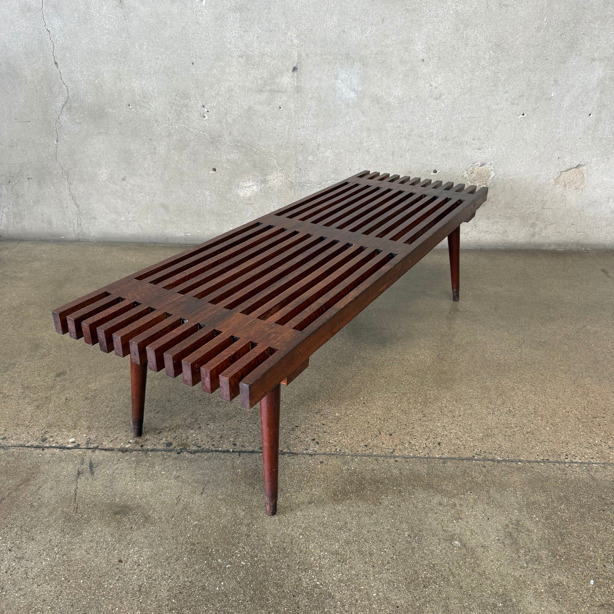 Walnut 50s Slat Bench