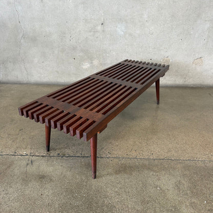 Walnut 50s Slat Bench