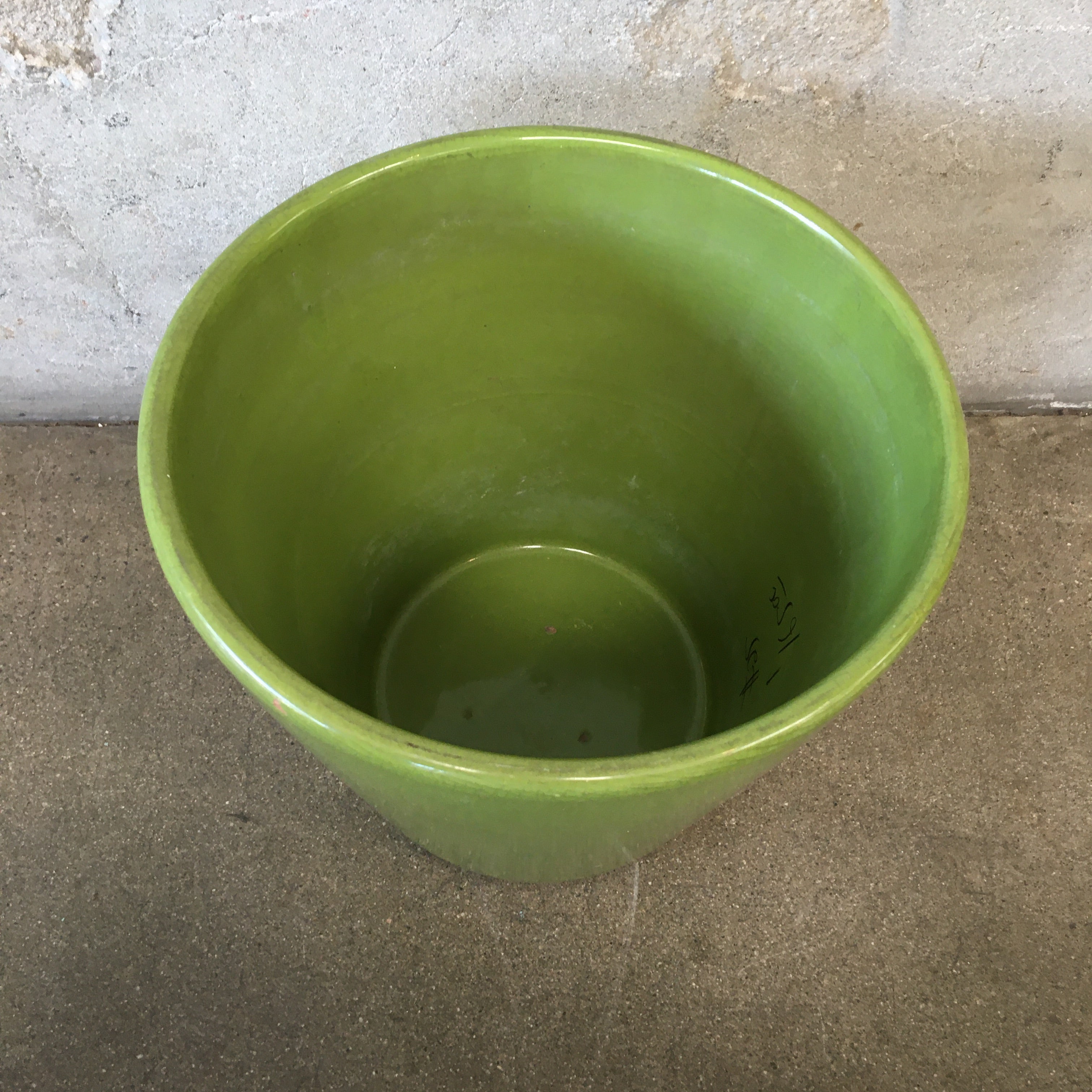 70s plant pot Mid Century Modern 1970's Green U.S. Pottery Flower Pot