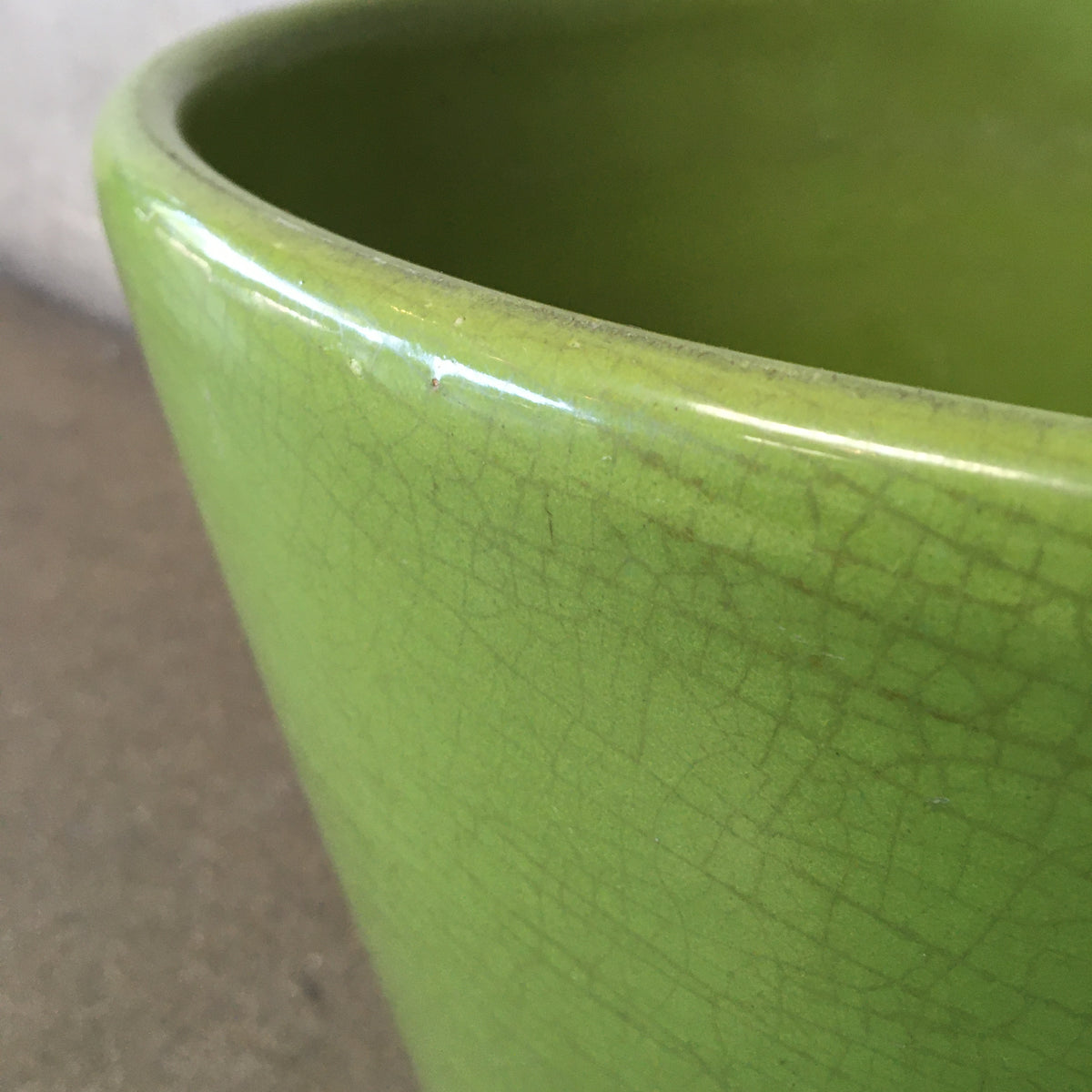 Mid Century Modern 1970's Green U.S. Pottery Flower Pot
