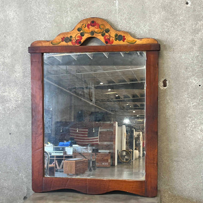 Monterey Furniture Mirror Smoky Finish With Hand Painted Florals