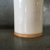 Danish Modern Ceramic & Maple Table Lamp With Pleated Shade