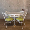 Vintage Wrought Iron & Plastic Dining Table With Four Chairs