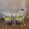 Vintage Wrought Iron & Plastic Dining Table With Four Chairs