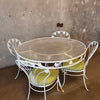 Vintage Wrought Iron & Plastic Dining Table With Four Chairs