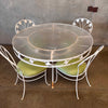 Vintage Wrought Iron & Plastic Dining Table With Four Chairs
