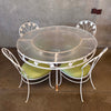 Vintage Wrought Iron & Plastic Dining Table With Four Chairs
