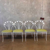 Vintage Wrought Iron & Plastic Dining Table With Four Chairs