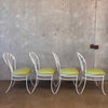 Vintage Wrought Iron & Plastic Dining Table With Four Chairs