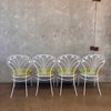 Vintage Wrought Iron & Plastic Dining Table With Four Chairs