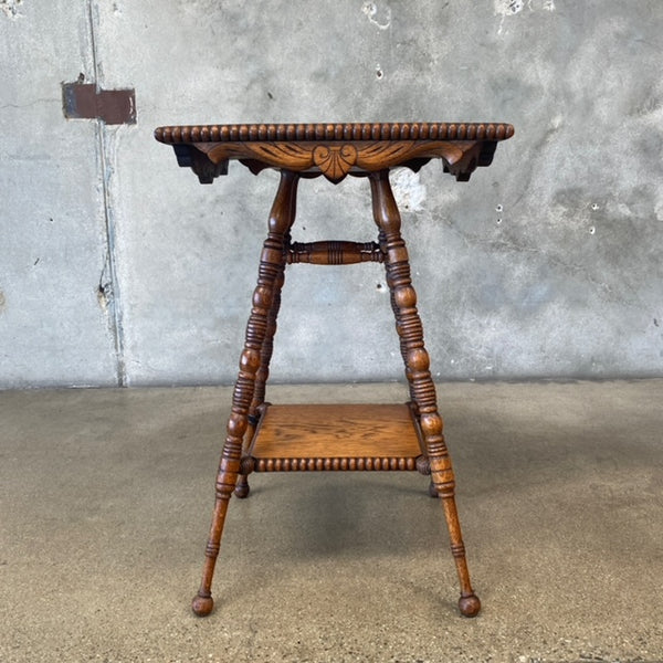 Antique Tiger Oak Plant Stand/Accent Table