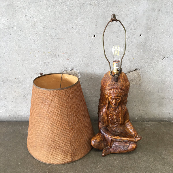 Vintage Native American Chief Lamp