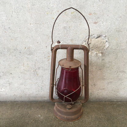 Vintage Dietz "City of LA" Red Globe Lantern