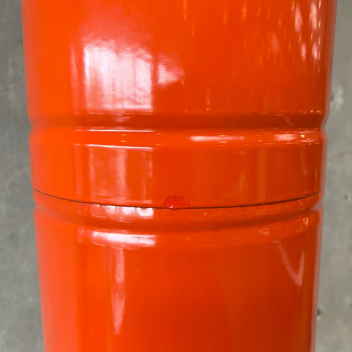Vintage MCM Orange Porcelain Enamel Finish Conical Fireplace