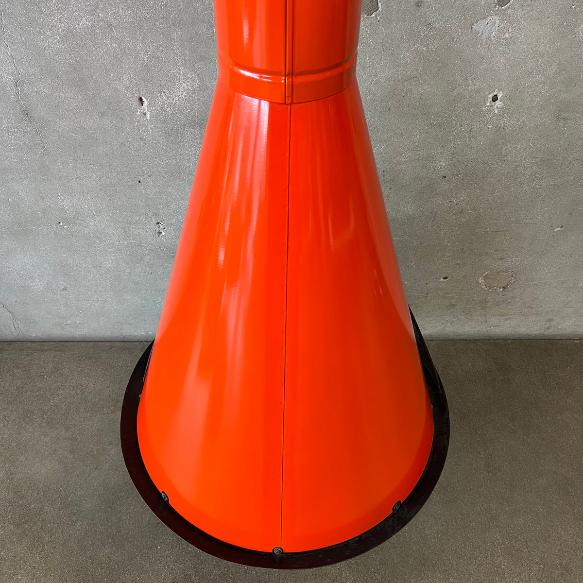 Vintage MCM Orange Porcelain Enamel Finish Conical Fireplace