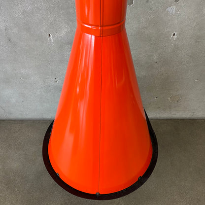 Vintage MCM Orange Porcelain Enamel Finish Conical Fireplace