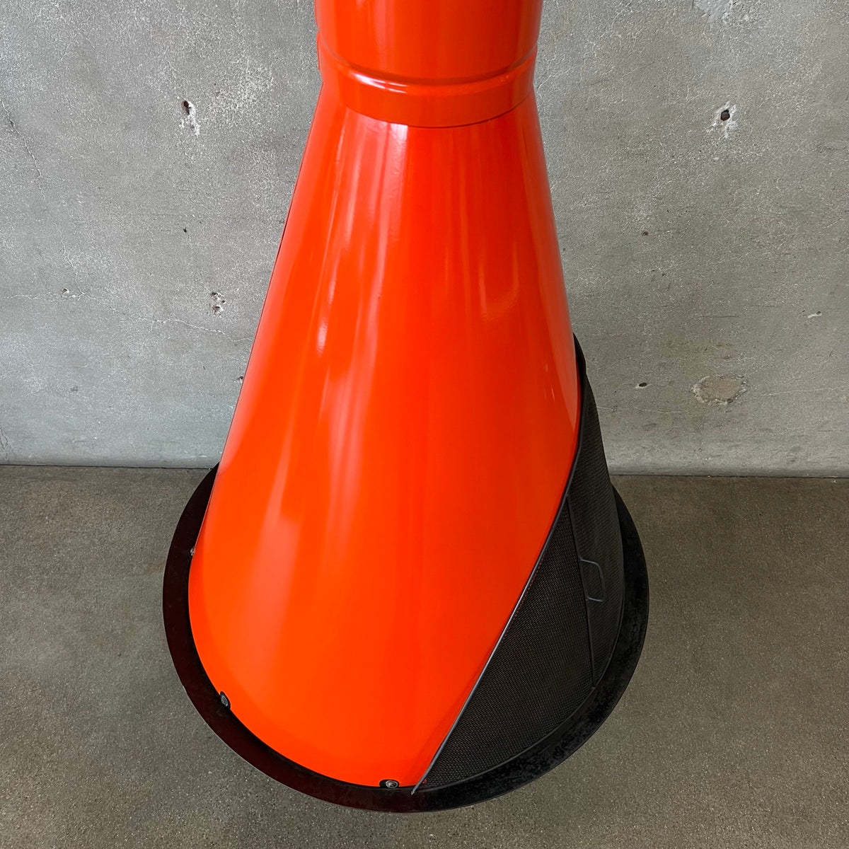 Vintage MCM Orange Porcelain Enamel Finish Conical Fireplace