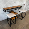 Vintage MCM 14 Bottle Storage Bar and Stools By Arthur Umanoff