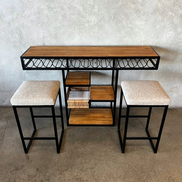 Vintage MCM 14 Bottle Storage Bar and Stools By Arthur Umanoff