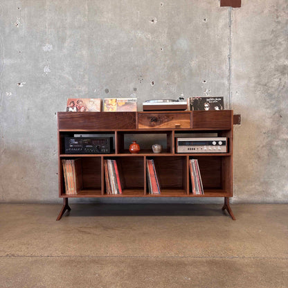 Vinyl Storage / Stereo Console Hand Built by Pete Deeble Furniture Walnut