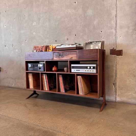 Vinyl Storage / Stereo Console Hand Built by Pete Deeble Furniture Walnut