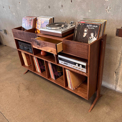 Vinyl Storage / Stereo Console Hand Built by Pete Deeble Furniture Walnut
