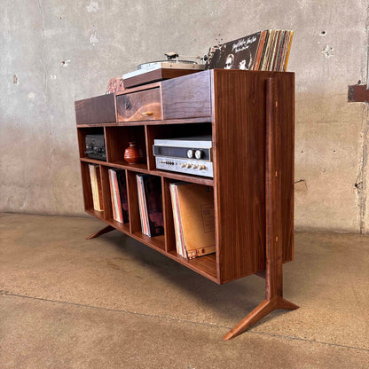 Vinyl Storage / Stereo Console Hand Built by Pete Deeble Furniture Walnut