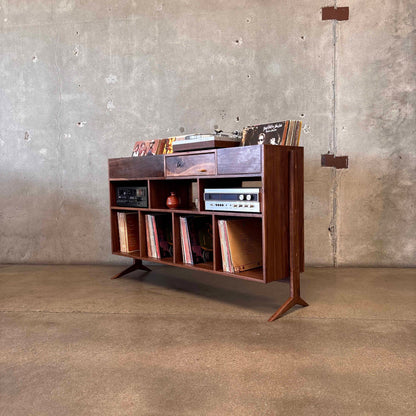 Vinyl Storage / Stereo Console Hand Built by Pete Deeble Furniture Walnut