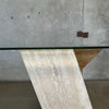 Post Modern Travertine and Glass console Table