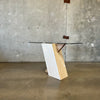 Post Modern Travertine and Glass console Table