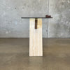 Post Modern Travertine and Glass console Table