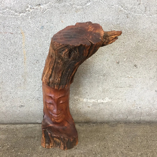 Vintage Koa Wood Branch Face Sculpture