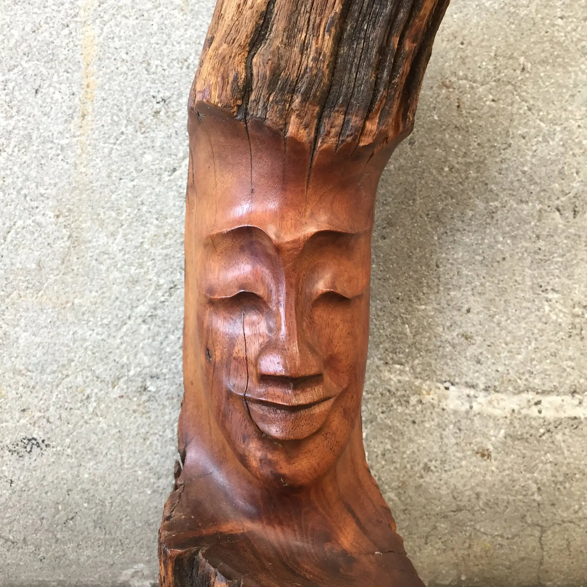 Vintage Koa Wood Branch Face Sculpture