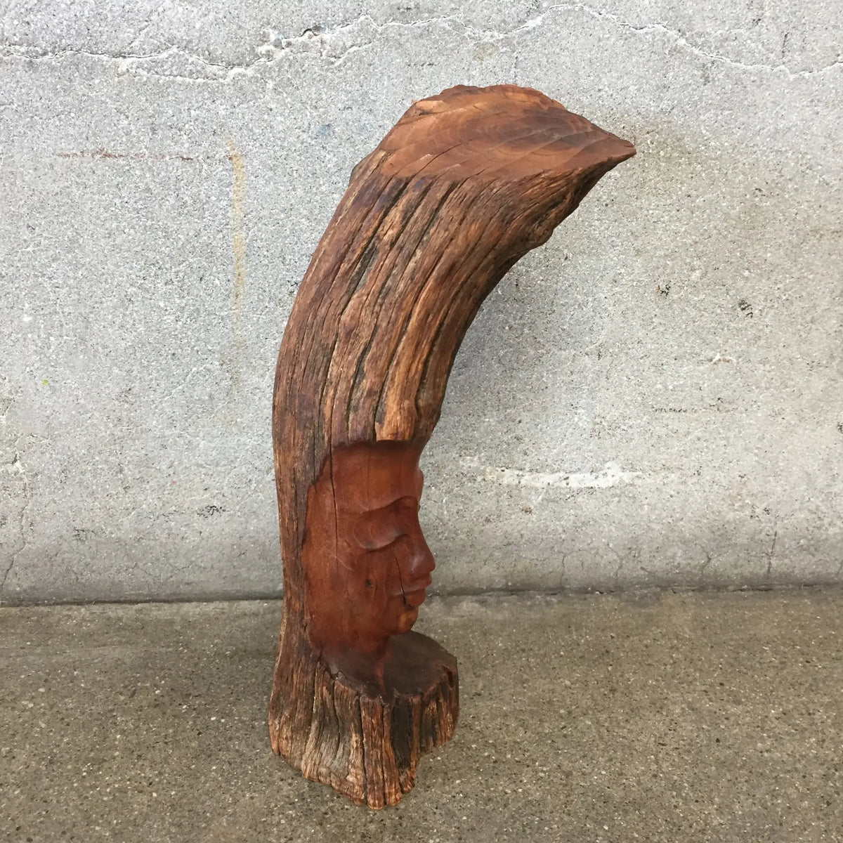 Vintage Koa Wood Branch Face Sculpture