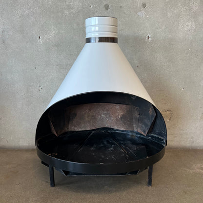Vintage Mid Century Modern White Porcelain Enamel Preway Fireplace