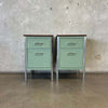 Vintage Mid Century Industrial Modern Sage Green Cabinets
