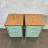 Vintage Mid Century Industrial Modern Sage Green Cabinets