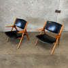 Pair of 1960's Hans Wegner Sawbuck Style Lounge Chairs