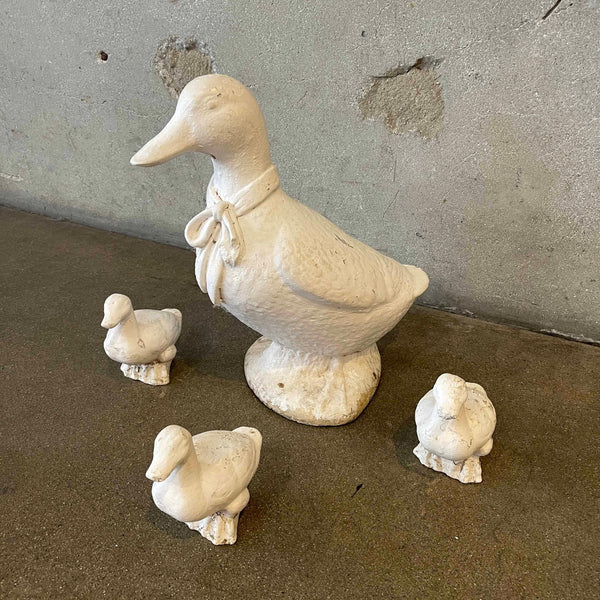 Set of 4 Cement Ducks - Mother Duck w/3 Ducklings