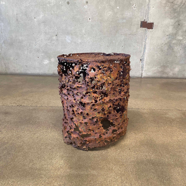 Brutalist Gun Shot Metal Barrel Sculpture Garden Art C.1960s