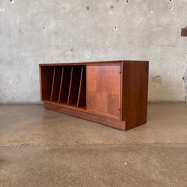 Mid Century Modern Walnut Credenza with Vinyl Storage