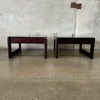 Pair Of Vintage Mid Century Modern Rosewood Smoked glass End Tables