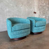 Pair Of Vintage MCM Club Chairs w/Swivel & Rocking Base In New MC Style Fabric