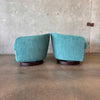 Pair Of Vintage MCM Club Chairs w/Swivel & Rocking Base In New MC Style Fabric