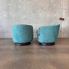 Pair Of Vintage MCM Club Chairs w/Swivel & Rocking Base In New MC Style Fabric